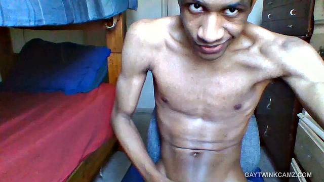 Black Twink Stroking His Big Dick