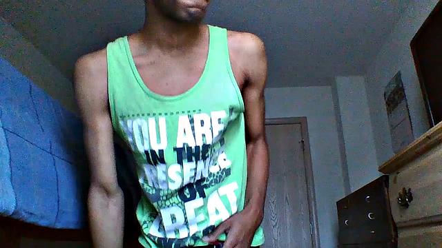 Black Twink Stroking His Big Dick