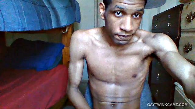 Black Twink Stroking His Big Dick