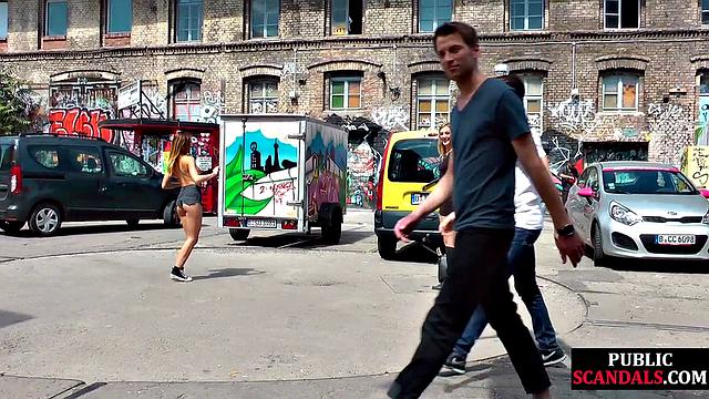 Cutie 21yo gives blowjob in public