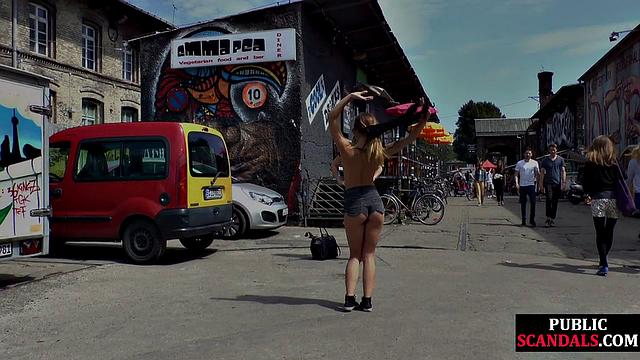 Cutie 21yo gives blowjob in public