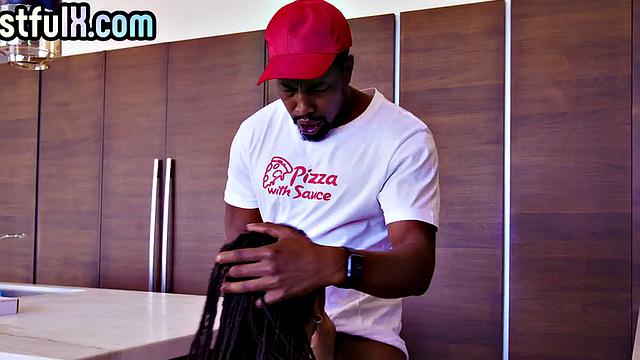 Busty babe got smashed from behind in the kitchen