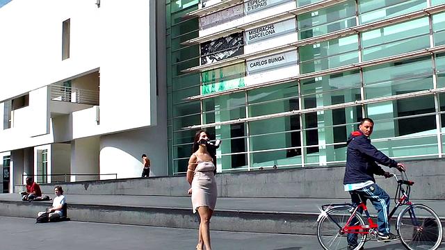 Real newbie gets public spanked and facefucked before cum