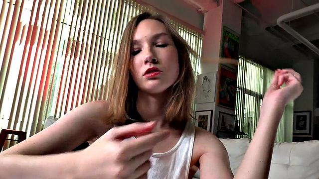 POV amateur wanks cock like pro with her 21yo hands