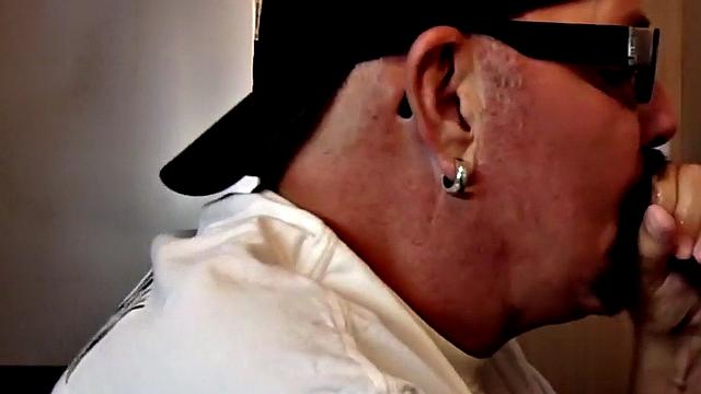 Mouthjizzed gloryhole DILF sucks POV rod in closeup