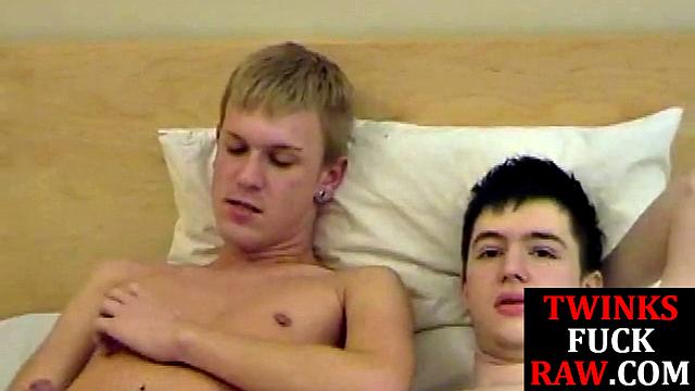 Blond twink barebacks bottom for facial after ass fingering