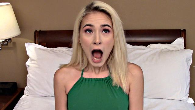Blonde teen loves sucking cock
