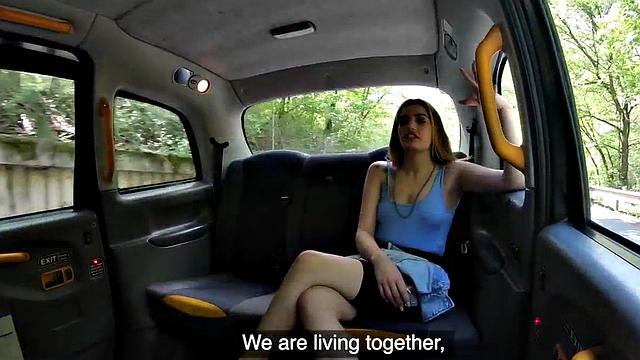 Amateur cab girl bouncing on driver's cock for a better price