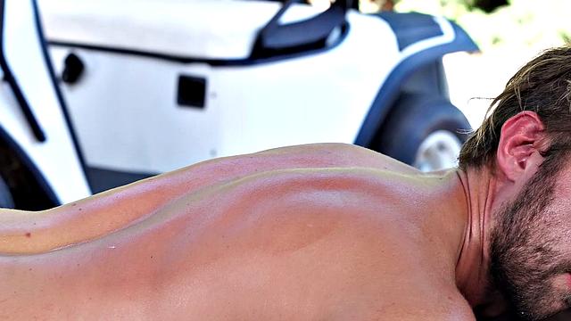 Stacy Bloom gives rimjob and massage with big tits