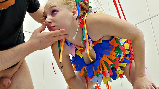 Submissive dressed as pinata gets anally ravaged