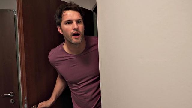 Hostel scissoring MILFs interrupted by roomie