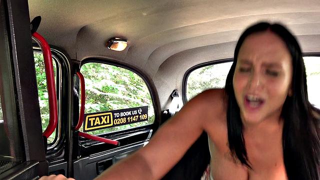 Cabbie pounds tattooed teen's natural tits & ass outdoors