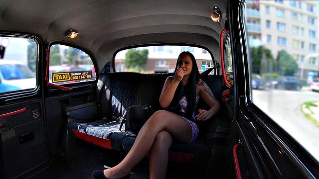 Cabbie pounds tattooed teen's natural tits & ass outdoors