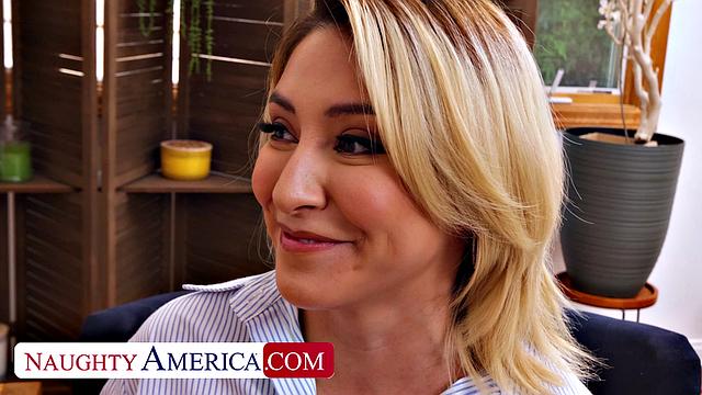 Sexy Mads Flores takes a big cock to get the job