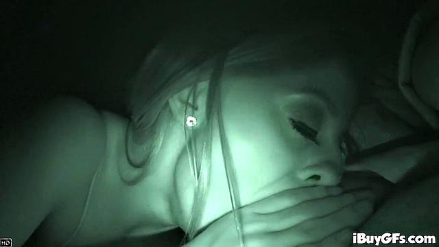 Horny Blonde Babe gives a Deep throat blowjob to Boyfriend inside car.