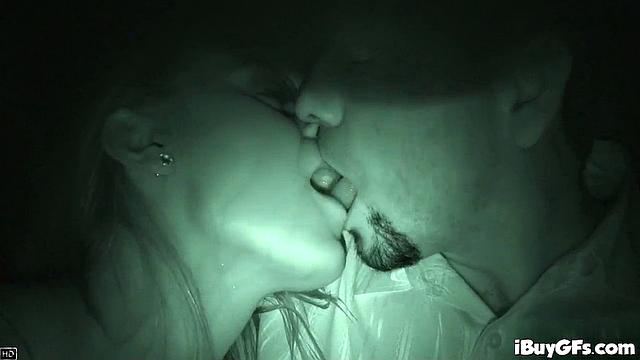 Horny Blonde Babe gives a Deep throat blowjob to Boyfriend inside car.