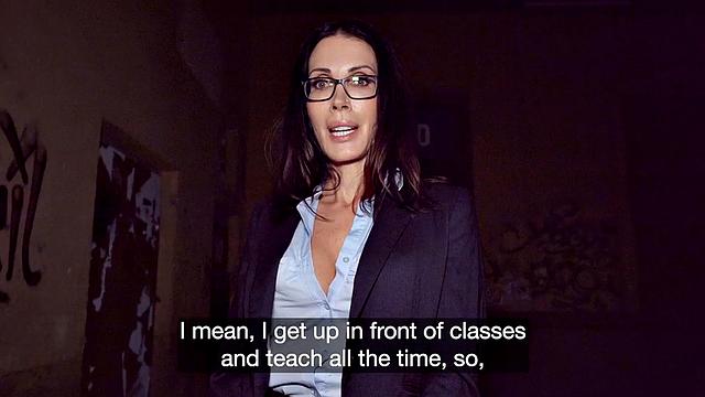 Busty amateur tattooed teacher screwed for cash after casting