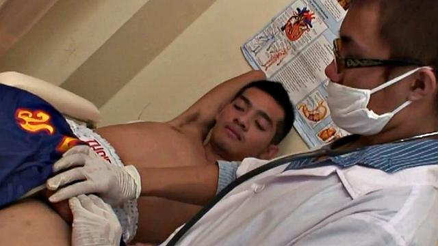 Sportive Asian twink bareback fucked in infirmary by a doctor