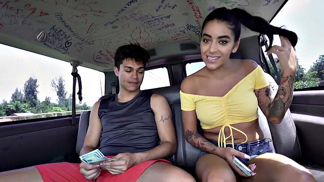 Str8 picked up stud fucks a hunk in public van