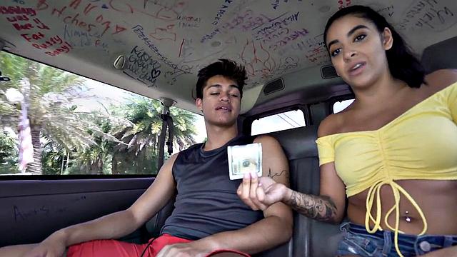 Str8 picked up stud fucks a hunk in public van