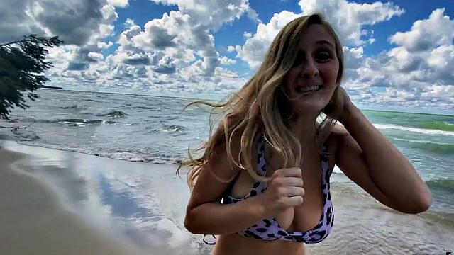 Big reality babe rides cock publicly on the beach