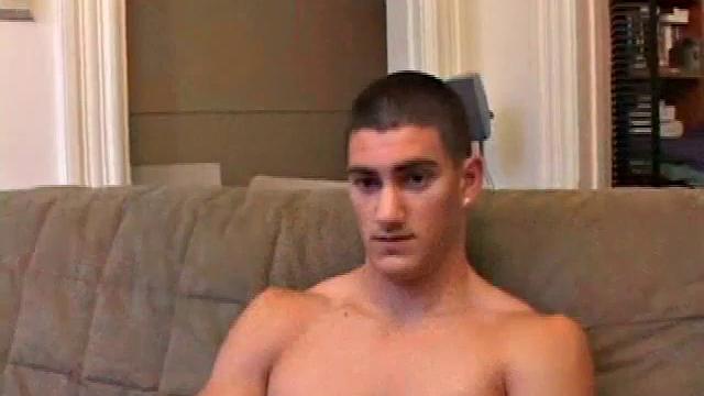 Jeron Carter seems like a nice guy and isn't nervous despite his on-screen porn debut. He strips to reveal a beautiful body. His chest, arms, and abs are nicely shaped and ripple slightly as he beats off.