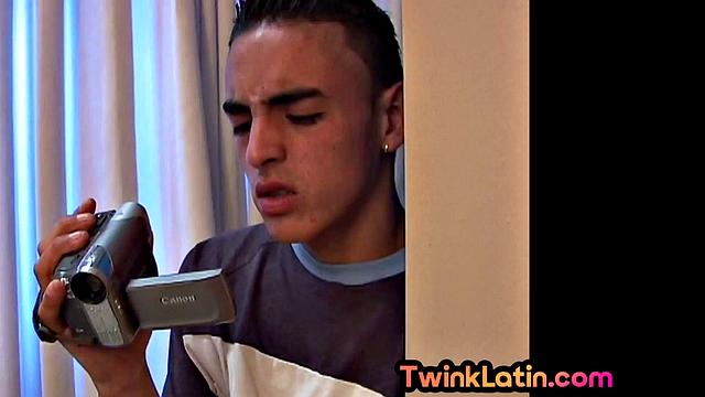 Skinny Latin twink fucked in asshole with voyeur watching