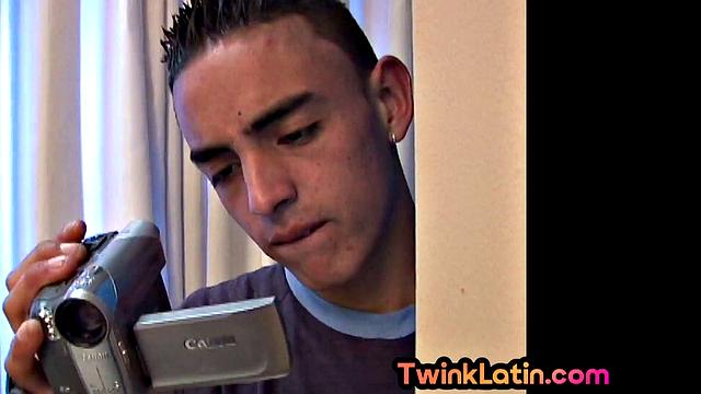 Skinny Latin twink fucked in asshole with voyeur watching
