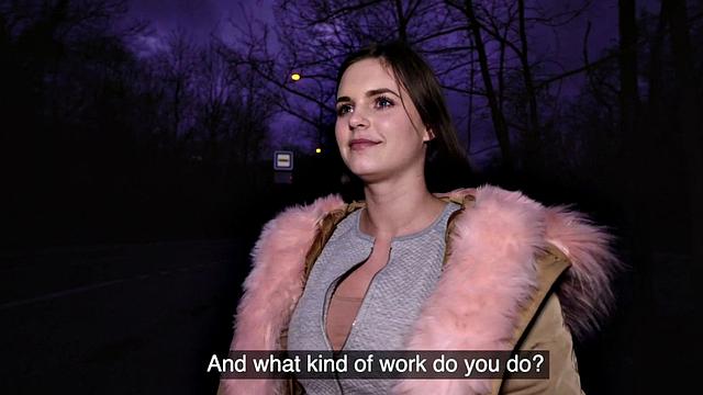 Roundass euro student gets bentover and gives bj for cash