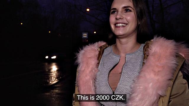 Roundass euro student gets bentover and gives bj for cash