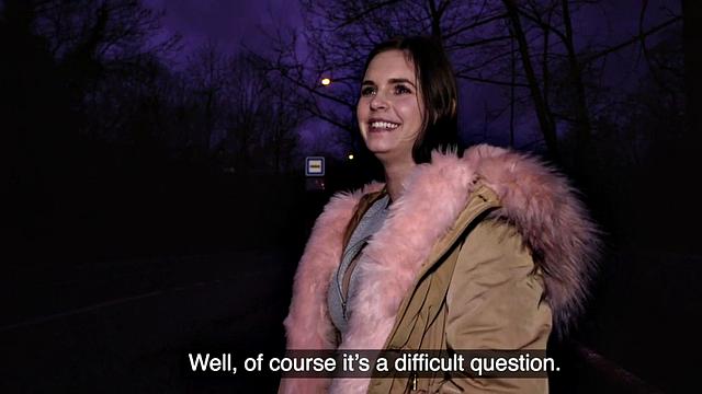 Roundass euro student gets bentover and gives bj for cash