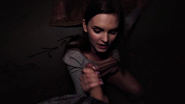 Roundass euro student gets bentover and gives bj for cash