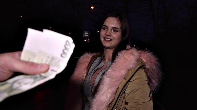 Roundass euro student gets bentover and gives bj for cash