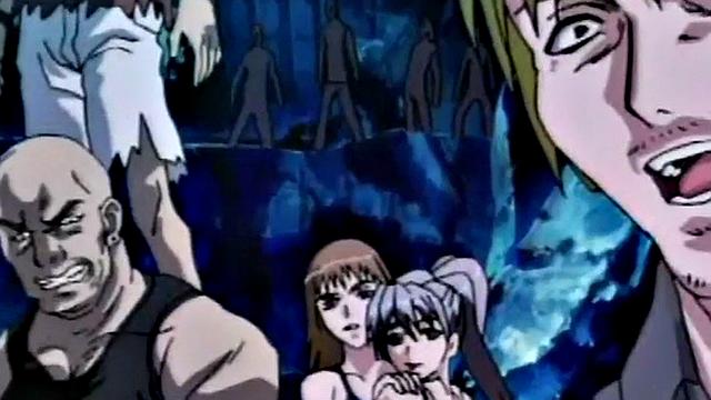 Busty cartoon teen getting rammed in gangbang