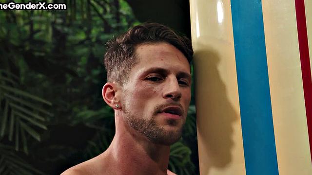 Stunning Trans covered in cum after analpounding