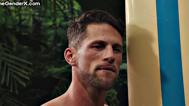 Stunning Trans covered in cum after analpounding