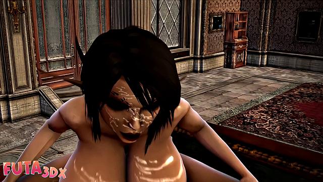 Futa3dX - Ebony Babe With Giant Tits Gets Fucked By A Monster Cock Futa Brunette