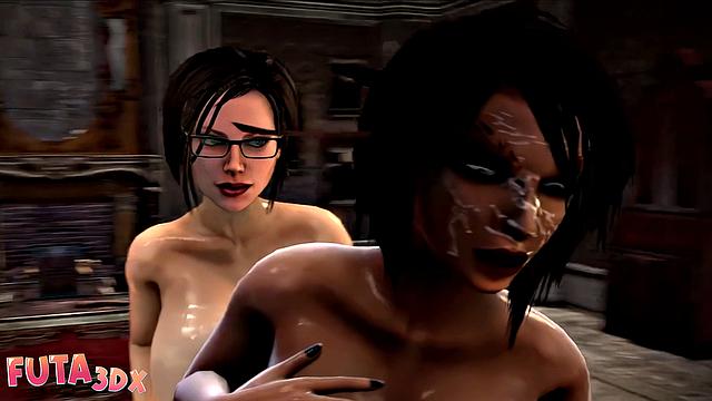 Futa3dX - Ebony Babe With Giant Tits Gets Fucked By A Monster Cock Futa Brunette