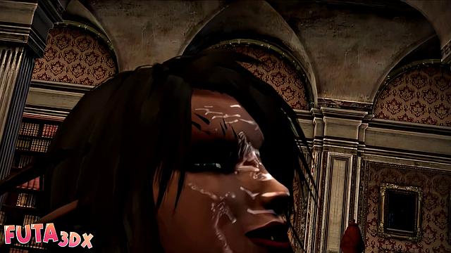 Futa3dX - Ebony Babe With Giant Tits Gets Fucked By A Monster Cock Futa Brunette