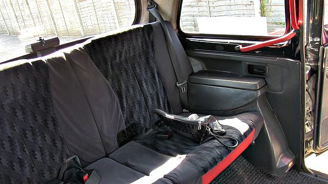 Brunette Cabbie gets her big tits fondled & titfucked by a lucky stud