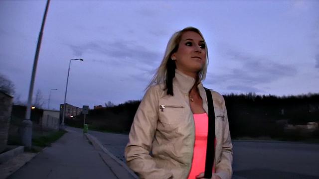 Agent convinces blonde to fuck in the outdoors with his hot blowjob and handjob skills