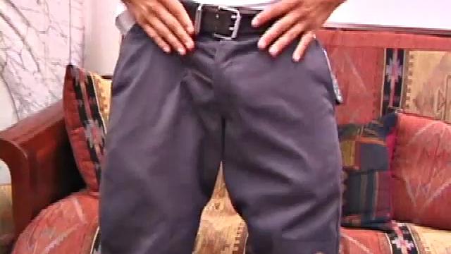 As Brock Labelli settles into the couch to watch his porn video and jerk off, he slowly strips. Once the clothes are off, Brock really goes at it, rubbing and finessing his dick.