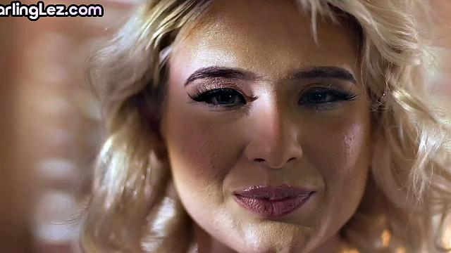 Ebony lesbian scissoring cute babe after pussylicking