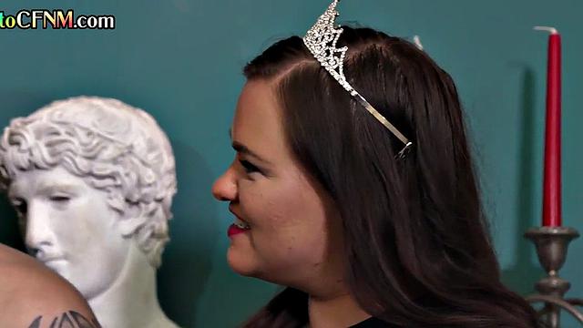 CFNM Brit gals suck cock in group blowjob action