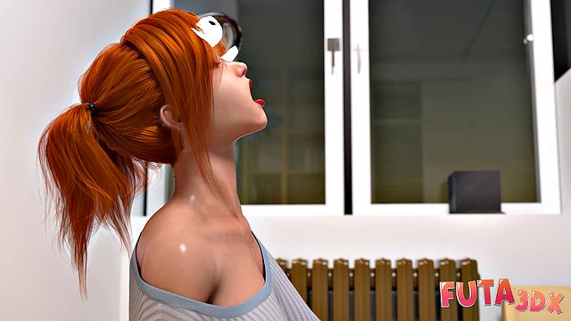 Futa3dX - Hot Futa Redhead Tries To Hide Her MASSIVE COCK