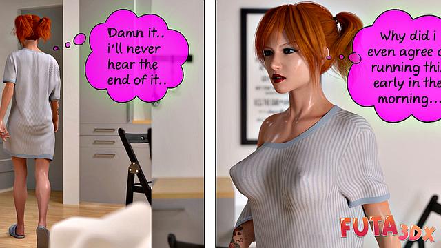 Futa3dX - Hot Futa Redhead Tries To Hide Her MASSIVE COCK