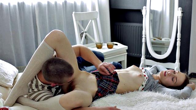 Pigtailed Girl Enjoys It Rough