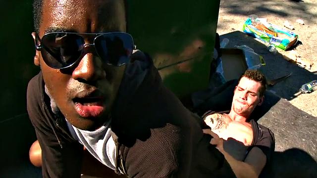 Public thug picked up and banged outdoors