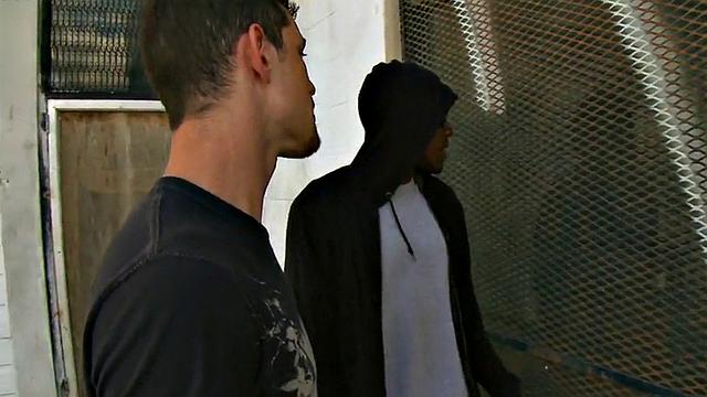 Public thug picked up and banged outdoors