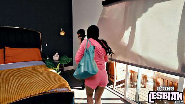 Busty cougar threesome with cute petite 21yo